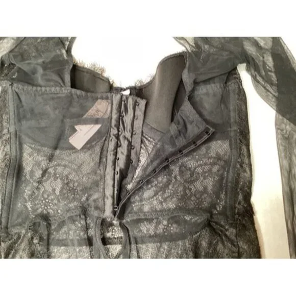 Victoria Secret Black Lingerie One Piece Long Sleeve Body Suit Lace 34b / 170 - Picture 4 of 9